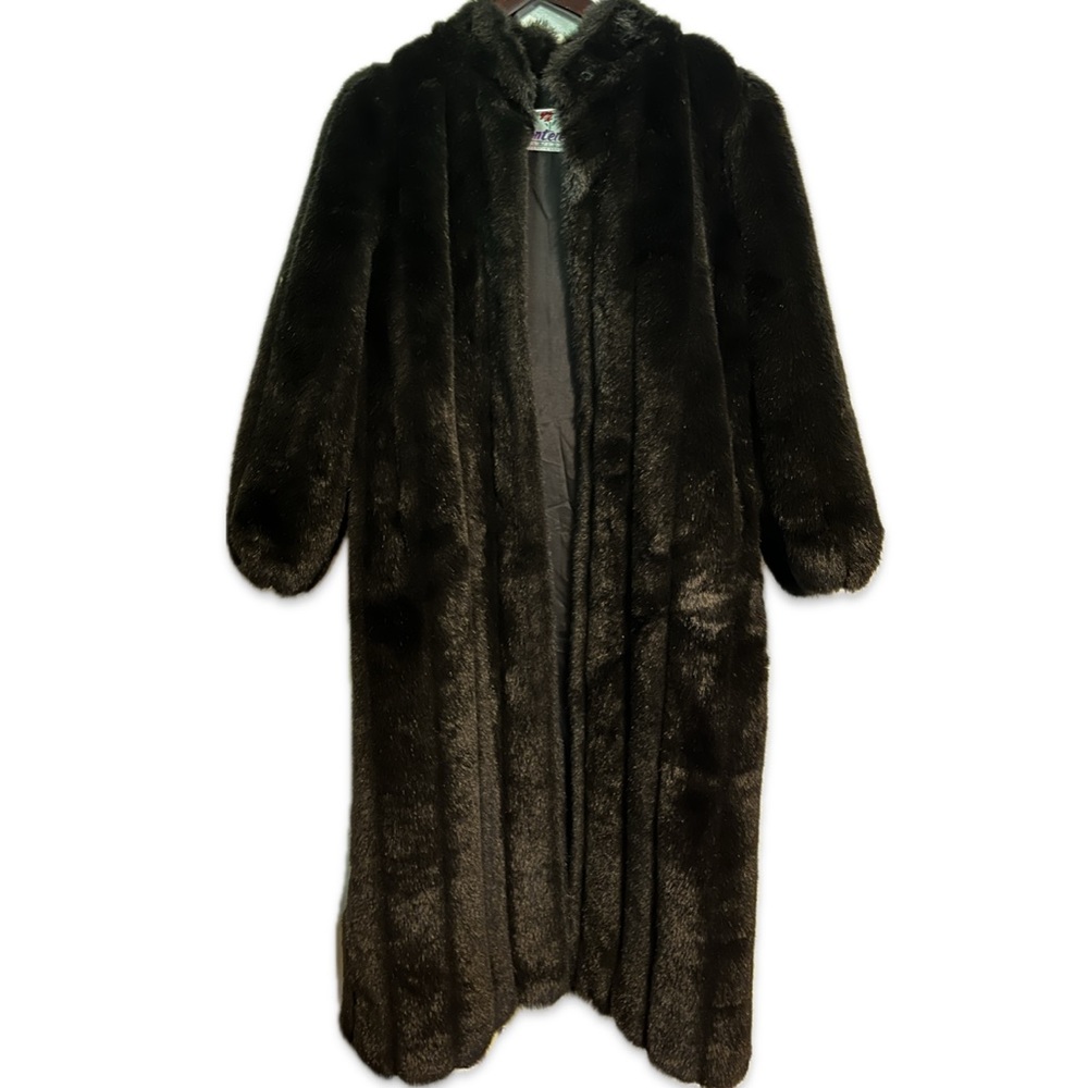 Vintage Faux Fur Long Coat Size 14
